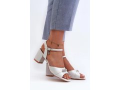 Sandály na podpatku 20241 stříbrné - step in style