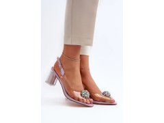 Sandály na podpatku mr38-444 stříbrno-průhledné - step in style