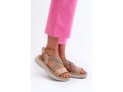 Lehké dámské pohodlné sandály na suchý zip beige Ceclea