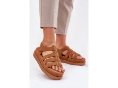 Dámské sandály na platformě eko semišové camel Filisenia