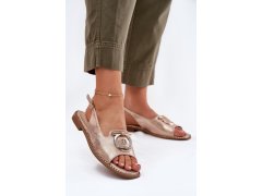 Elegantní sandály s dekorací na plochém podpatku s.barski kv51-003 růžové Zlato