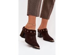 Semišové dámské sandály na podpatku d&a cr61-3059 čokoládové