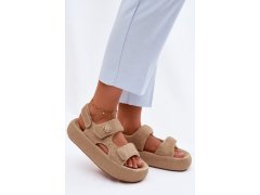 Ozdobené dámské sandály na platformě goe tt2n4101 béžové