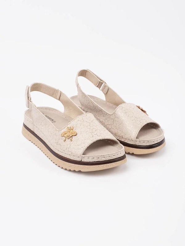 Krásné dámské sandály gd-fl1272 béžové - Goodin - Dámské boty sandály