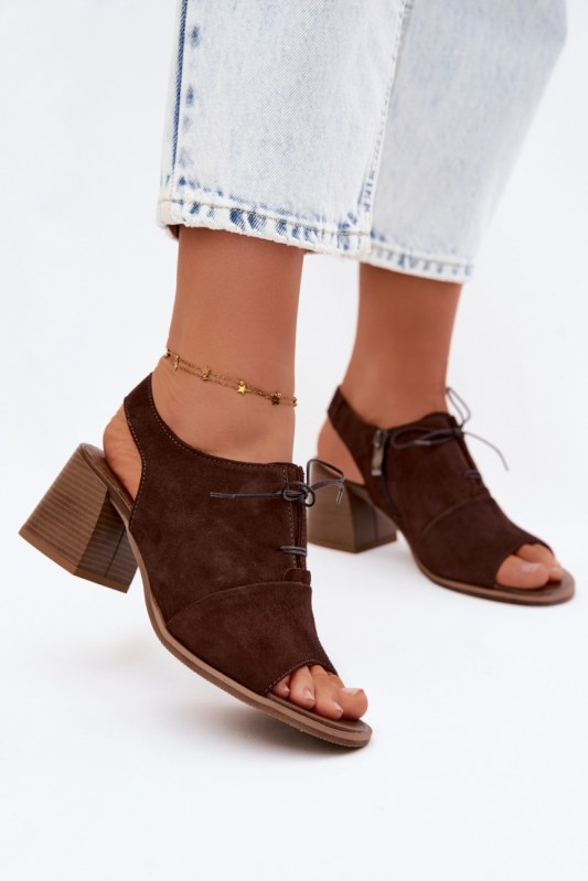 Sandály na podpatku na zip model 228388 step in style