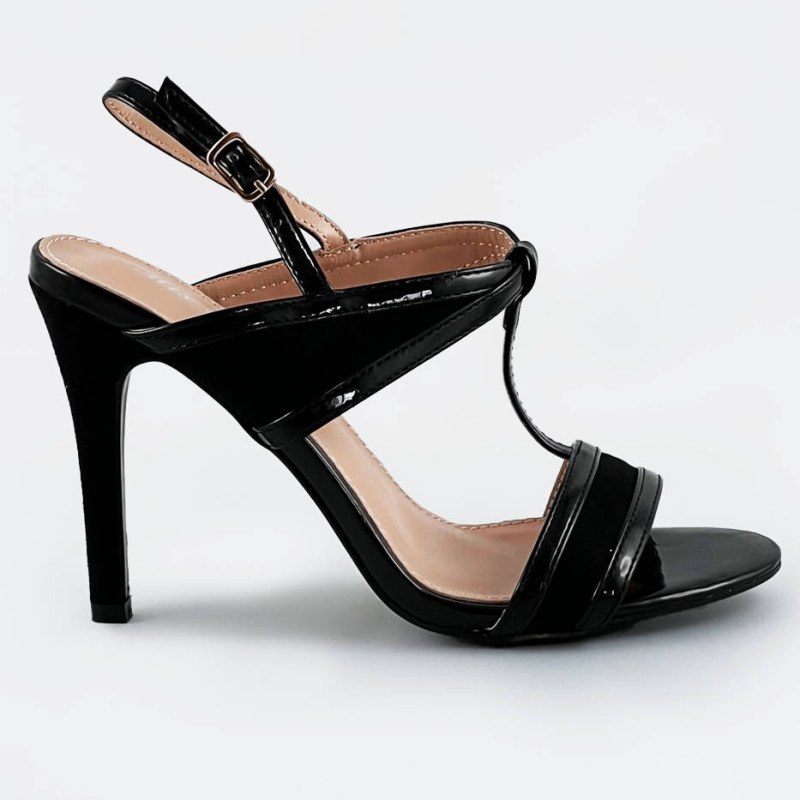 Černé dámské sandálky z různých spojených materiálů (HB09) - Dámské boty sandály