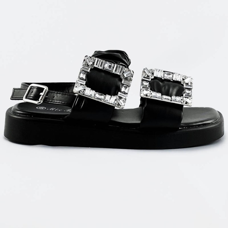 Černé dámské sandály se zirkony (CM-62) - Dámské boty sandály