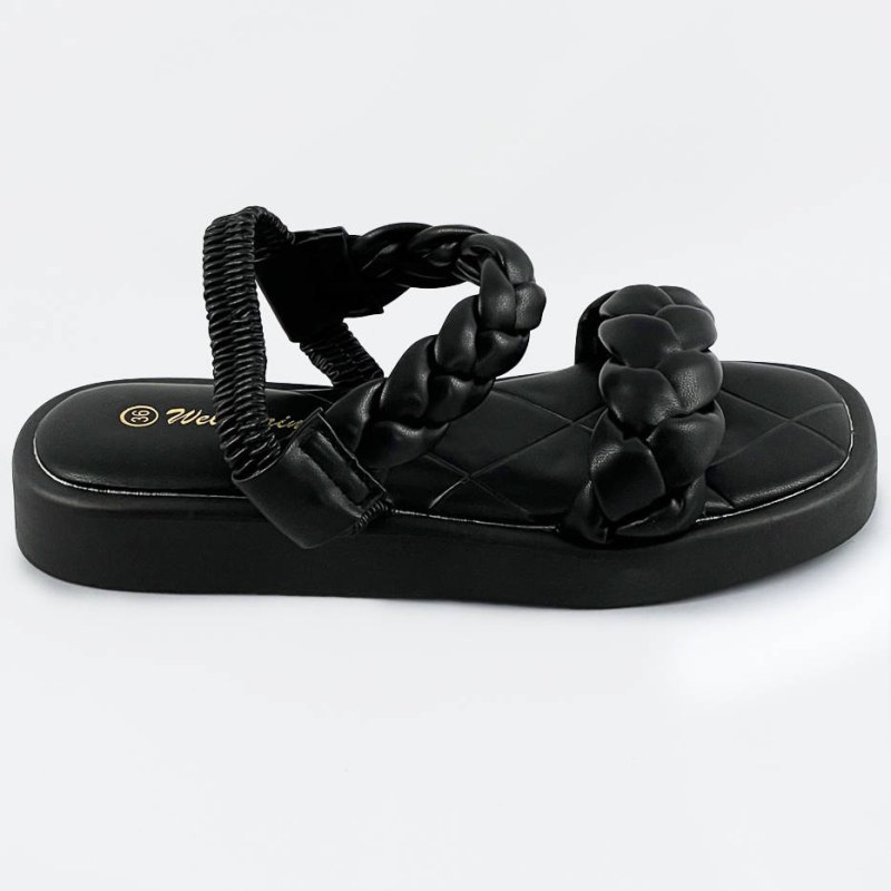 Černé sandály se zapletenými pásky (AF-250) - Dámské boty sandály