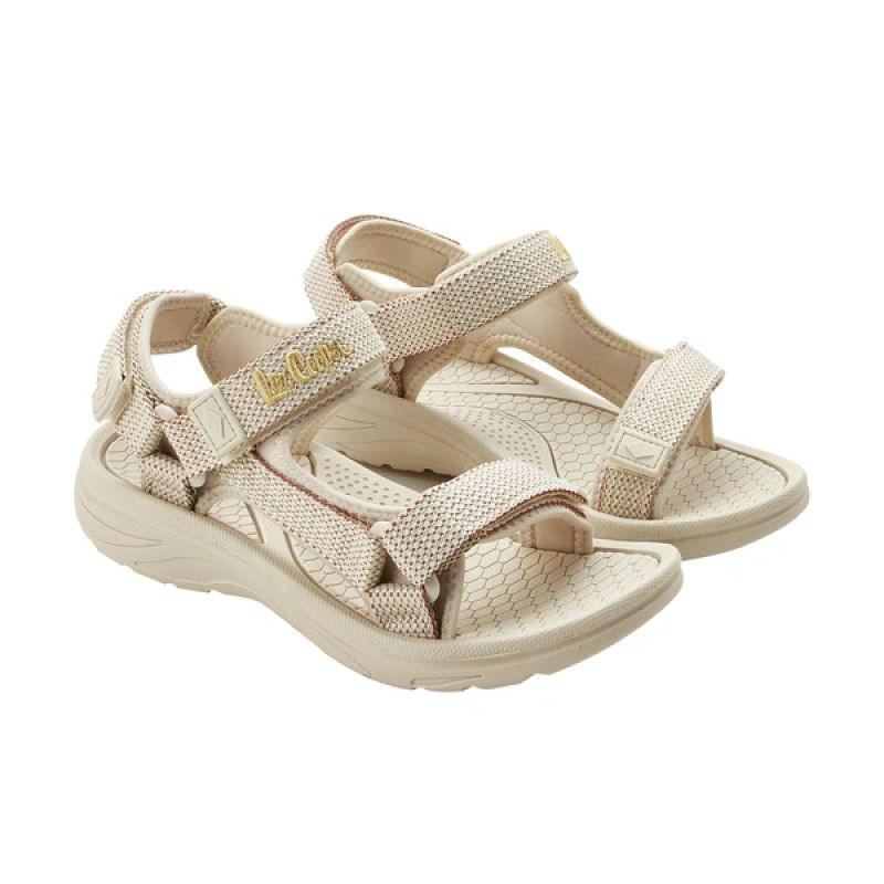 Lee cooper boty na suchý zip sandály na léto na pláž light beige cream dámské