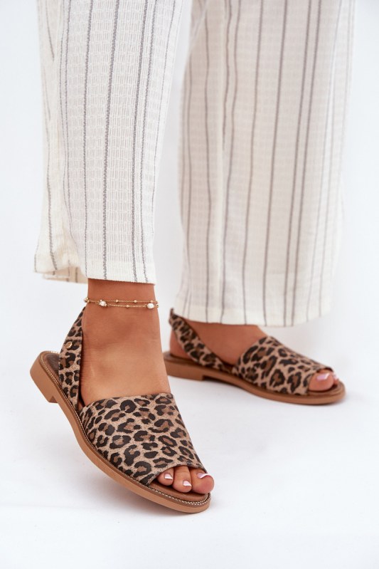 Zazoo 40327 kožené nazouvací sandály Leopardí