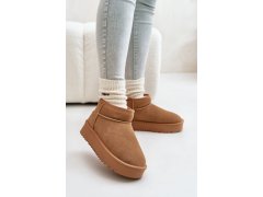 Dámské velurové sněhule na platformě camel Nereviana