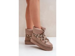 Semišové sněhule dámské s hlavními šňůrkami d.franklin dfsh375003 Taupe