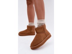Kožené semišové sněhule s vyhříváním camel Amandine