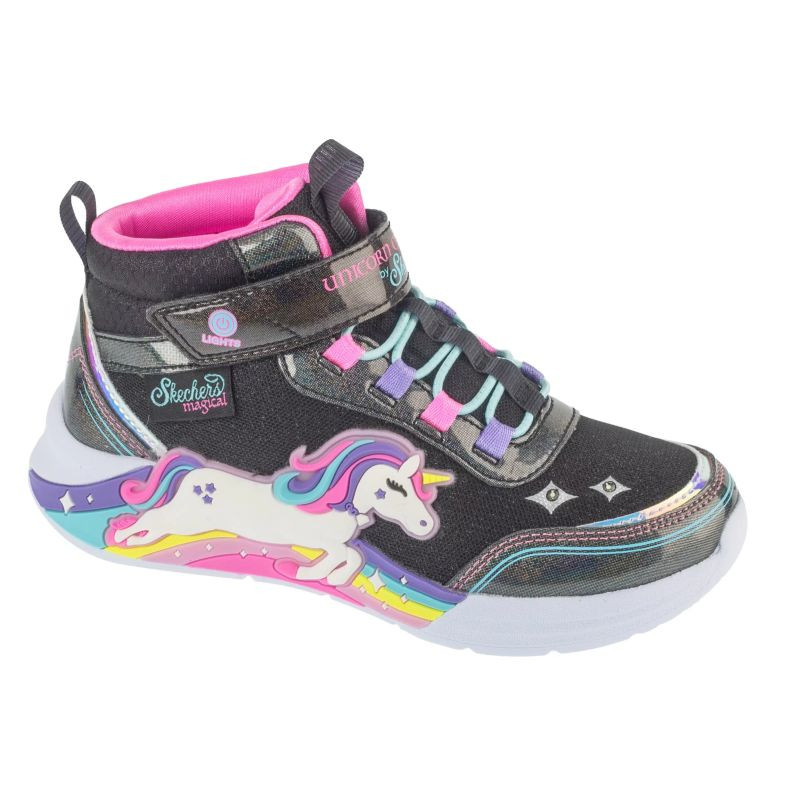 Skechers s-lights: unicorn chaser – jumping magic 303302l-bkmt černé 28
