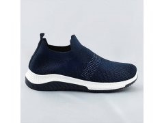 Tmavě modré ažurové dámské boty se zirkony (C1057)