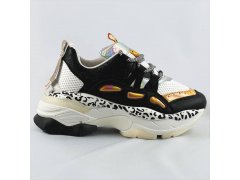 Černé dámské sneakersy s panteřím vzorem (BX1827-SP)