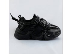 Černé dámské sneakersy s přezkou (LHD-26)