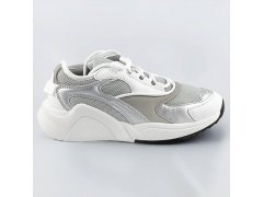 Bílo-šedé šněrovací sneakersy s barevnými vsadkami (6346)