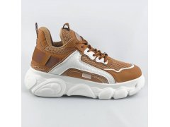 Dámské tenisky "sneakers" v karamelové barvě na platformě (YM-151)