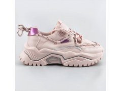 Růžové šněrovací sportovní boty na platformě (RA21)