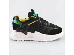 Černé dámské sneakersy se dvojitými tkaničkami (7001)