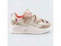 Béžové dámské sneakersy se dvojitými tkaničkami (7001)