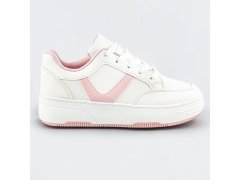 Bílo-růžové dámské sportovní šněrovací boty (S070)