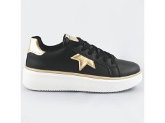 Černo-zlaté šněrovací tenisky sneakers s hvězdičkou (BB126A)