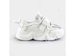 Bílé šněrovací tenisky sneakers s přezkou (L8085)