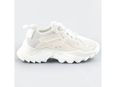 Bílé dámské šněrovací tenisky sneakers (XA043)