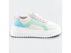 Bílé dámské tenisky sneakers s pastelovými vsadkami a s vysokou podrážkou (AD-570) 5050584
