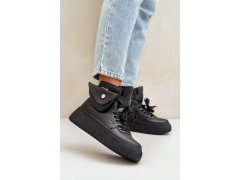 Vysoké sneakersy s kapsou na platformě černé Saramis