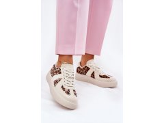 Dámské sneakers s leopardím vzorem na platformě béžové Nativira
