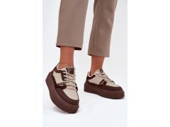 Dámské sneakersy na platformě big star ss274356 leopardí hnědo-bežové