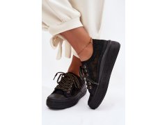 Dámské tenisky s krajkou na platformě lee cooper lcw-26-44-4479 Černé