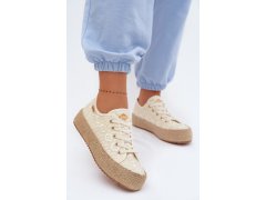 Krajkové tenisky espadryle na platformě lee cooper lcw-26-31-4328 Béžové