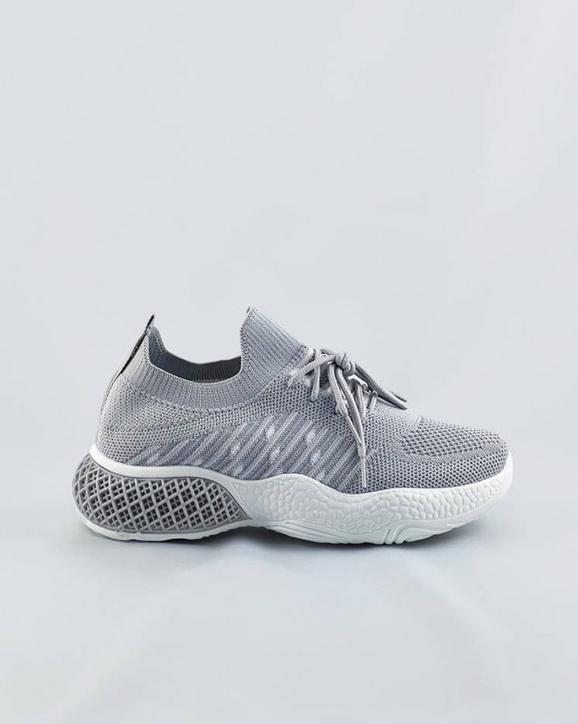 Šedé dámské ažurové sneakersy (JY21-2) - Dámské boty tenisky