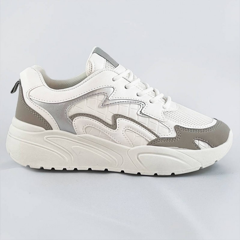 Bílé dámské sportovní boty na platformě (C1090) - Dámské boty tenisky
