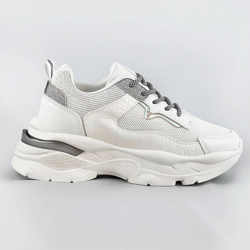 Bílé šněrovací dámské sportovní boty (LU-3) - Dámské boty tenisky
