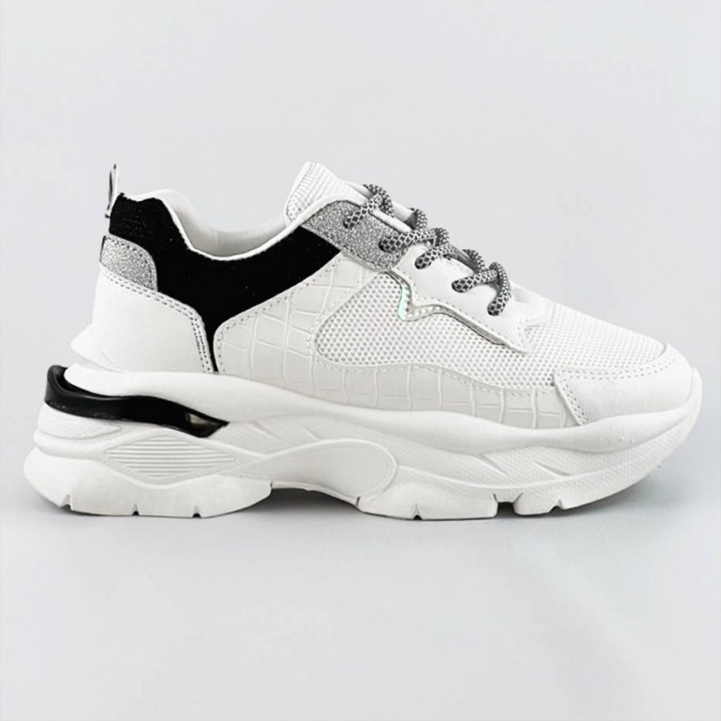 Bílo-černé dámské šněrovací sportovní boty (LU-3) - Dámské boty tenisky