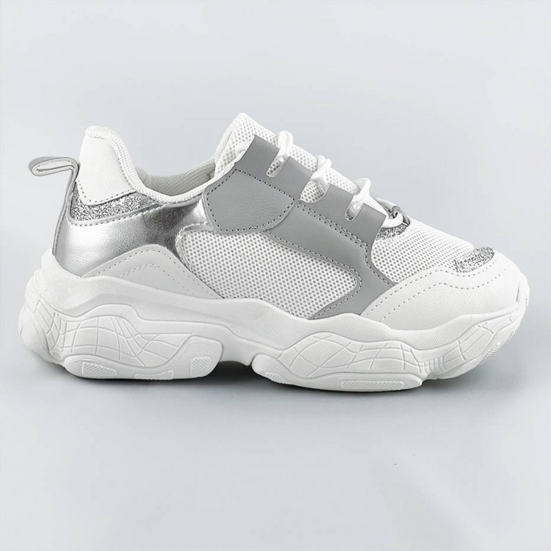 Bílo-šedé dámské šněrovací tenisky "sneakers" (172) - Dámské boty tenisky