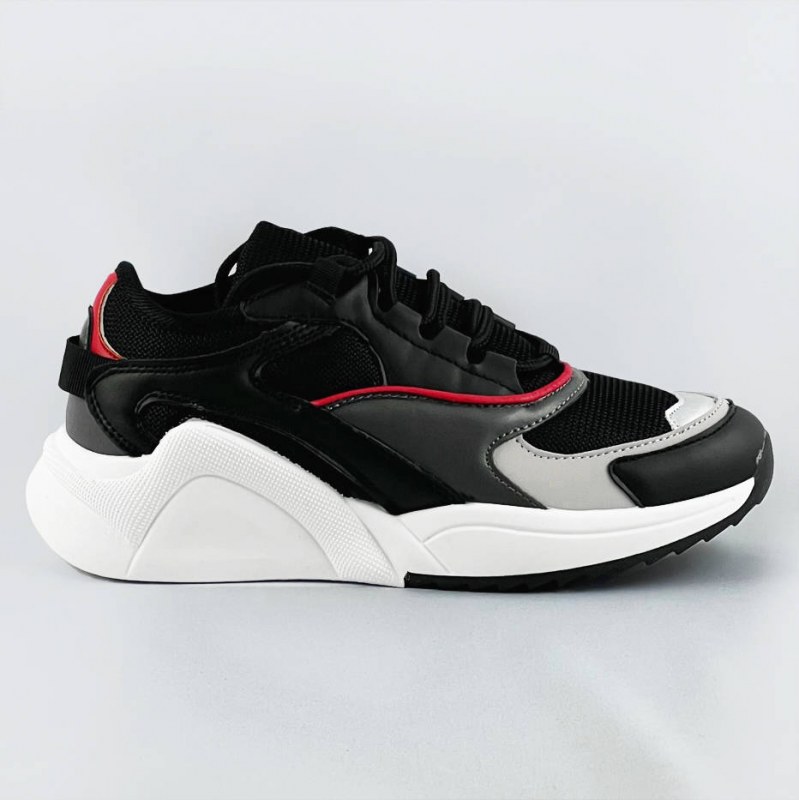Černé šněrovací sneakersy s barevnými vsadkami (6346) - Dámské boty tenisky