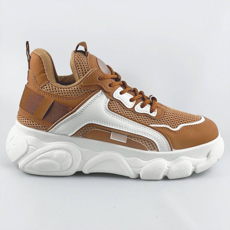 Dámské tenisky "sneakers" v karamelové barvě na platformě (YM-151)