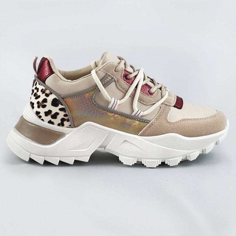 Béžové dámské sportovní boty se zvířecím motivem (VIVI1038) - Dámské boty tenisky