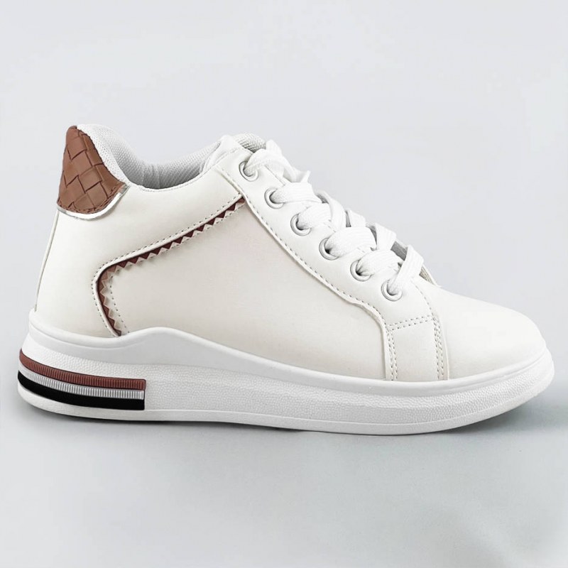 Bílo-hnědé sportovní boty se skrytým klínem (666-16) - Dámské boty tenisky