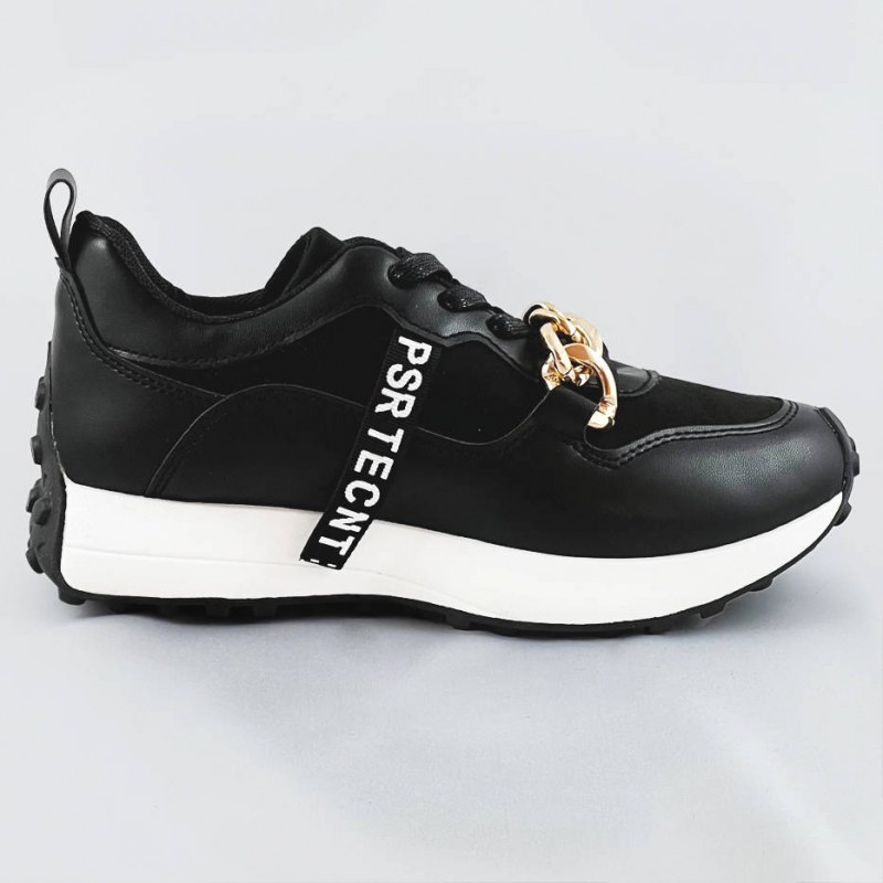 Černé sportovní boty s řetízkem (N-206) - Dámské boty tenisky