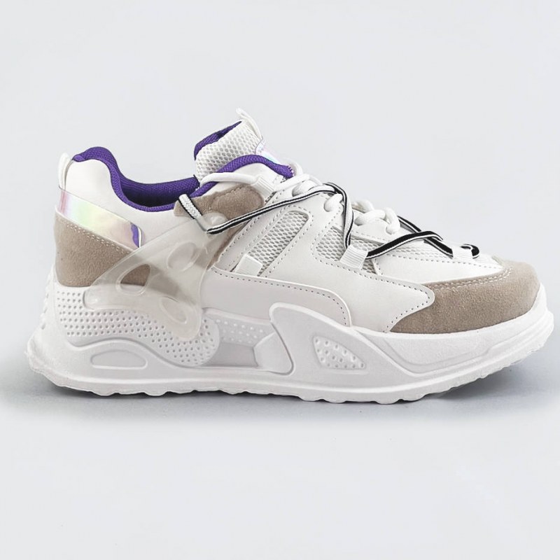 Bílé dámské sneakersy se dvojitými tkaničkami (7001) - Dámské boty tenisky