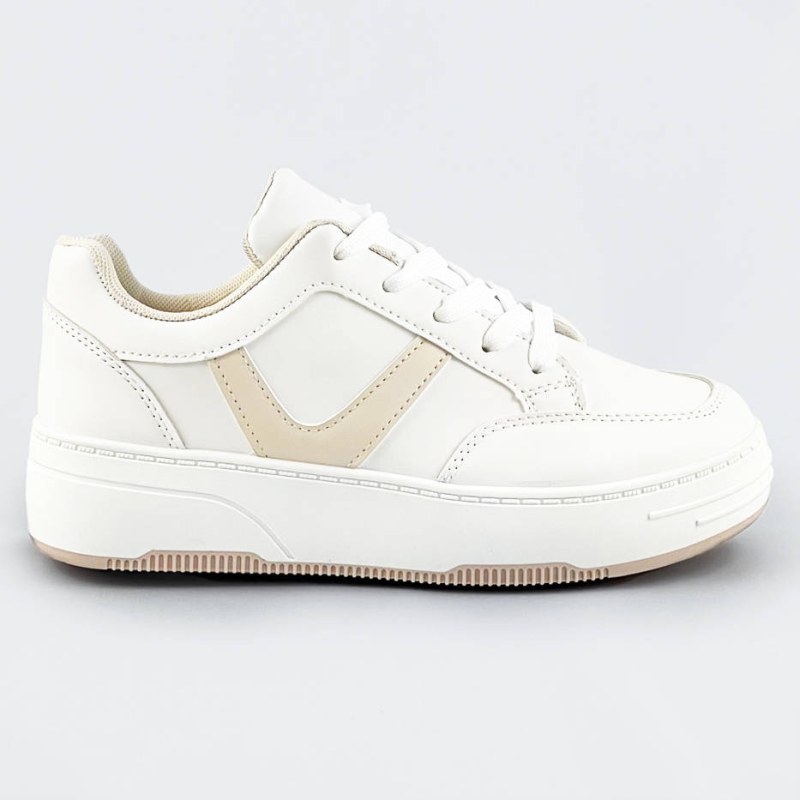 Bílo-béžové dámské sportovní šněrovací boty (S070) - Dámské boty tenisky