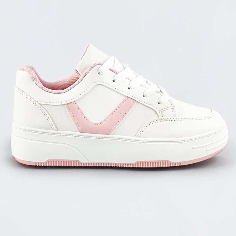 Bílo-růžové dámské sportovní šněrovací boty (S070) - Dámské boty tenisky