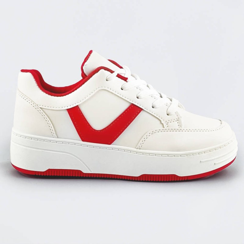 Bílo-červené dámské sportovní šněrovací boty (S070) - Dámské boty tenisky